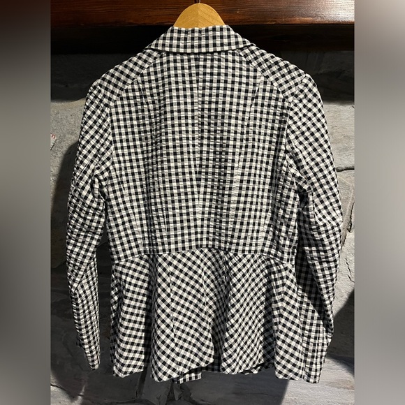 Isaac Mizrahi MSRP $129 White gingham check Women's Jacket, size 4 - Picture 3 of 5